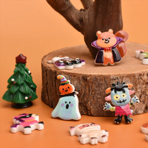 Cabochons en résine à dos plat, motifs Halloween (Crâne, Fantôme, Animaux) pour accessoires en résine faits main DIY, décoration de barrettes et de coques de téléphone - Product Image 2