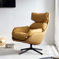 Fauteuil pivotant de luxe léger en métal avec dossier haut et assise rembourrée confortable pour salon, balcon, hôtel