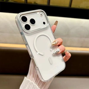 Funda Magnética Transparente para iPhone 17 Pro Max con Borde de TPU Antideslizante de Color y Lente Metálica - Product Image 4