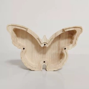 Hucha de madera con forma de mariposa, hecha a mano, caja de almacenamiento de monedas para uso doméstico, caja de dinero portátil - Product Image 1