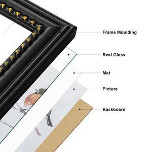 Custom 8x10 Wood <strong>Picture</strong> <strong>Frame</strong> Vintage Beaded Inner <strong>Border</strong> Vertical and Horizontal for Tabletop or Wall Hanging - Product Image 5