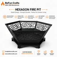 Brasero hexagonal d'extérieur en acier pour bois, avec découpe géométrique, pour patio, jardin et camping
