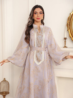 Robe de fête de l'Aïd 2025 pour femmes Broderie Maille Perlage Ramadan Abaya Longue Kaftan Vestidos Largos Robe de Dubaï Traditionnelle Musulmane