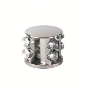 Excellent Organisateur de Comptoir Rotatif en Métal pour Épices, avec 8 Bocaux en Verre – Support de Rangement Rotatif pour Épices - Product Image 4