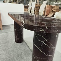 Ensemble de table console en marbre rouge Rosso Levanto naturel, table basse en pierre pour hall d'entrée avec pieds modernes pour villas et manoirs