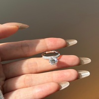Bague de fiançailles en moissanite 2 carats, taille brillant rond, couleur D, VVS1, pavé, pour femme, en argent sterling 925, bijoux de mariage, cadeau