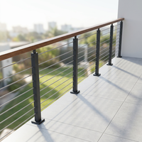Poteau de balustrade à câble en SUS304 noir mat, fixation latérale supérieure, pour rampe d'escalier extérieure DIY, résistant aux intempéries, aux UV et durable