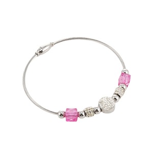 Stainless Steel Heart <b>Shape</b> Color <b>Block</b> Bracelet With Rhinestones For Women Gift Jewelry - Product Image 1