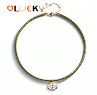 Collier ras-de-cou tressé en or plaqué 18 carats avec zircon cubique ovale style bohème LUCKYJIU pour femme