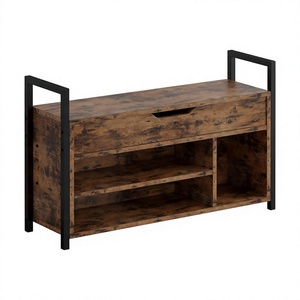 2-Tier Convertible Modern Home Furniture <b>Shoe</b> Rack Organizer <b>Bench</b> Entryway Wooden <b>Shoe</b> Storage Cushion Armrests Freestanding - Product Image 4