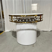 Cadre rond de luxe en acier inoxydable avec dessus en verre centres de table de mariage table à gâteau décorative pour meubles de salle à manger et de bar