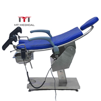 Table d'examen gynécologique et urologique électrique, réglable en hauteur et rotative, avec bac de drainage en acier inoxydable pour hôpital et clinique