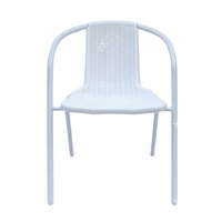 Chaise de jardin empilable en plastique PP avec structure en fer pour événements extérieurs, terrasses et cafés - Vente en gros
