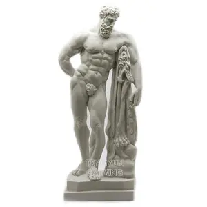 石白色大理石雕刻裸体强肌肉希腊男人雕塑