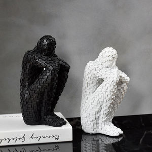 Décoration Esthétique Mini Statues de Penseur Hommes Art Abstrait Résine Sculpture Artisanat Décoration de Table Pour Salon - Product Image 4