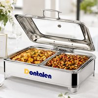 Chafing Dish aus Edelstahl mit Sichtfenster-Deckel und Soft-Close-Funktion, Buffet-Speisenwärmer für Hotel, Restaurant, Catering, Chafing Dish mit individuellem Logo