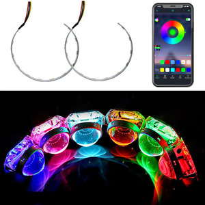 GPRGIT DRL129 23cm RGB LED RGB à commande par application, cercle <span class=keywords><strong>Angel</strong></span> Eye, phare de voiture super lumineux, feux de jour, lampe étanche - Product Image 5
