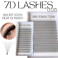 UNIQUE LASHES Extensions de cils préfabriquées faites à la main 0.05 8D, en PBT coréen noir intense, pour volume méga 8D 9D 10D