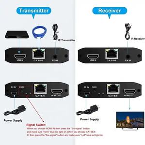 Émetteur-récepteur vidéo <span class=keywords><strong>HDMI</strong></span> Full HD 4K sur câble Cat6/5 de 120 m avec <span class=keywords><strong>sortie</strong></span> <span class=keywords><strong>HDMI</strong></span> en boucle IR - Product Image 5