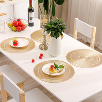 Sets de Table ronds dorés ajourés, tapis de Table lavables et essuyable, ensemble de tapis de Table en vinyle pressé pour dîner d'anniversaire, cuisine