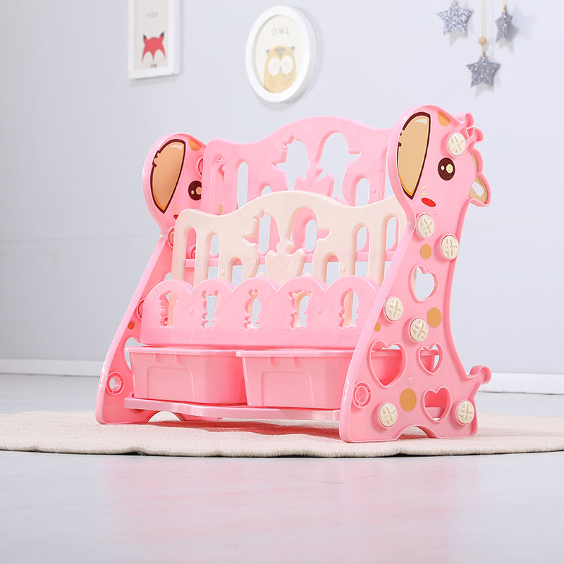 Bibliothèque rose fauve à trois couches avec cadre