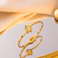 Joyería de Moda para Mujer con Certificación CE, Collar y Pulsera de Acero Inoxidable Chapado en Oro con Diseño de Mariposa, para Compromiso, Aniversario, Fiesta