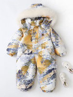 Combinaison à capuche pour bébé, hiver, doublure polaire épaisse, manches longues, garniture en fausse fourrure, fermeture éclair, design respirant, mitaines