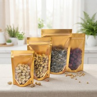 Sachets Doypack Ziplock en plastique de haute qualité, doré mat à l'avant et argenté à l'arrière, avec fermeture éclair, pour aliments et snacks