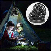 Ventilateur et lampe de camping d'extérieur pliables pour tente, avec lumière LED alimentée par batterie au lithium, autonomie 5-10 heures, commande par bouton
