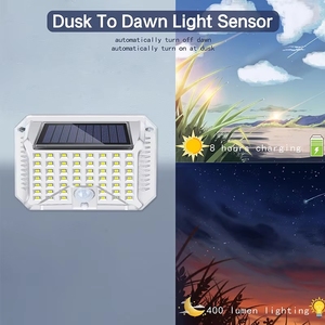 โคมไฟติดผนังเซ็นเซอร์แสงอาทิตย์90 LED IP65กันน้ำไฟรักษาความปลอดภัยแบบไร้สายสำหรับ Garde มี3โหมด - Product Image 4