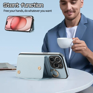 Étui de téléphone portable en cuir PU antichoc <span class=keywords><strong>avec</strong></span> <span class=keywords><strong>cordon</strong></span> de cou, portefeuille, étui de téléphone portable <span class=keywords><strong>avec</strong></span> miroir de maquillage pour iPhone <span class=keywords><strong>Samsung</strong></span> - Product Image 5