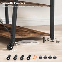 Soporte de TV de Madera Rústica Antigua Personalizado con Ruedas, Enchufe Eléctrico y Estantes de Almacenamiento de 3 Niveles para TV de 55 Pulgadas para Sala de Estar