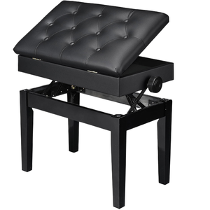 <span class=keywords><strong>Sgabello</strong></span> per <span class=keywords><strong>Pianoforte</strong></span> in Legno e Pelle PU Nero Regolabile in Altezza con Vano Portaoggetti, Vendita all'Ingrosso - Product Image 1