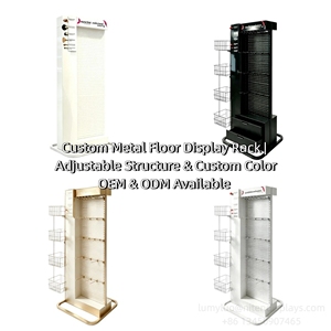 Metal Double Sided Floor Display Rack Freestanding <b>Hanging</b> Hook Stand For Makeup Brushes Retail - Product Image 5