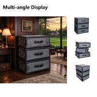 Nouvelle Conception Armoire de Rangement Rotative à 3 Tiroirs en Acier Gris Laiton, Style Moderne Européen, pour Bar à Domicile, Salon, Décoration de Luxe Rétro