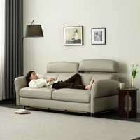 Canapé-lit pliable Somnus trois places en similicuir avec coussin en éponge, dossier réglable et pieds en métal pour salon