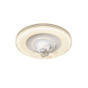 Ventilateur de plafond moderne à 5 pales LED avec corps de lampe en verre et moteur AC Design simple pour salle à manger ou chambre à coucher - Product Image 1