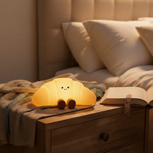 Creative Croissant-Shaped Small Silicone Night Light Tap Control Bedroom & Desktop Atmosphere Decoration <b>Lamp</b> - Product Image 2