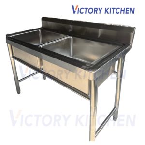 Évier double en acier inoxydable VICTORY KITCHEN VKTS-1268, 120*60*80, 10L, argenté, pour lavage de cuisine - Grande promotion - Product Image 5