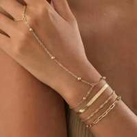 Ensemble de bracelets chaîne dorés style Ins de luxe léger pour femmes, élégant, polyvalent et tendance, pour superposition et empilage