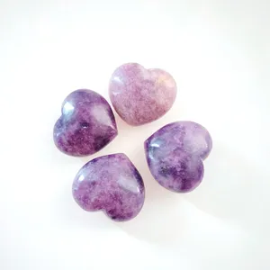 Diy Venta caliente personalizada amatista en forma de corazón colgantes de piedras preciosas colgante curación cristales piedras preciosas