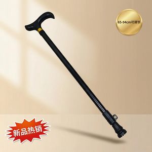 Bastón ajustable de aleación de aluminio con punta de goma para senderismo al aire libre y uso por personas mayores, diseño telescópico de 2 secciones, color negro - Product Image 3
