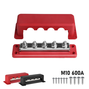 Power Distribution Block 600A M10 Copper Busbar <b>Terminal</b> 5 Pole Red Black Screw Connection - Product Image 1