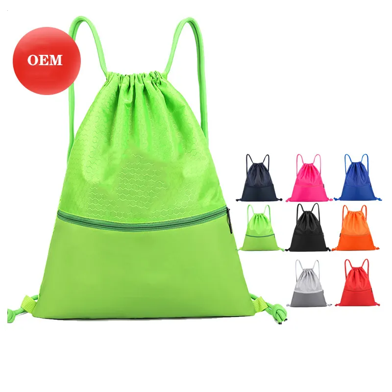 Mochila para entrenamiento de voleibol y fútbol, bolsa ligera para ejercicio, antisalpicaduras, plegable, con cordón, con bolsillos y cremallera