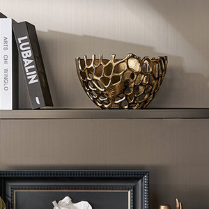 Cuenco Dorado Decorativo de Lujo para el Hogar, Pieza Decorativa para Mesa de Comedor y Estante - Product Image 3