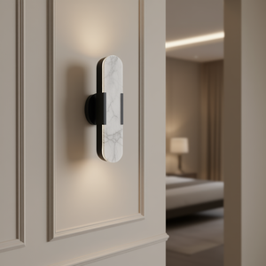 Applique murale en marbre naturel, 19,7 pouces, lampe murale LED noire moderne pour salle de bain, salon, chambre à coucher, couloir, escalier, éclairage intérieur - Product Image 2