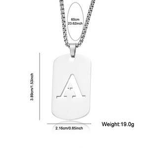 Collana Traforata con 26 Lettere in Acciaio Inossidabile, Stile Punk, Impermeabile, Personalizzabile, Catena per Maglione <span class=keywords><strong>60</strong></span> <span class=keywords><strong>cm</strong></span> - Product Image 6