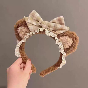 ที่คาดผมขนปุยลายการ์ตูนน่ารักตลกๆ ทำมือ สำหรับผู้หญิง ฤดูใบไม้ร่วง ฤดูหนาว  แบบคลุมศีรษะสูง ใช้สำหรับล้างหน้า แต่งหน้า - Product Image 5