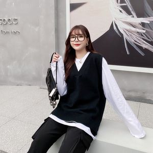 Camiseta de talla grande estilo coreano para mujer, camiseta de otoño con rasgaduras irregulares, de manga larga, color sólido, blanca, negra, gris, N7810 - Product Image 4