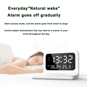 Fullwill Đồng Hồ Sạc Không Dây Đồng Hồ Báo Thức Kỹ Thuật Số Sạc Nhanh Qi 15W Màn Hình Led Đồng Hồ Để Bàn 3 Trong 1 Hiện Đại Hiển Thị Tháng & Ngày - Product Image 4